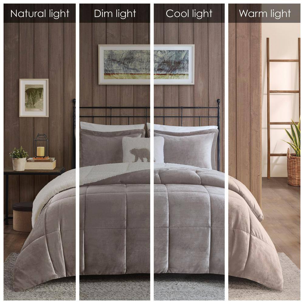 King Grey/Ivory Reversible Down Alternative Bedspread Set