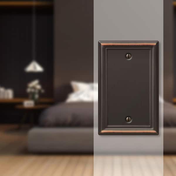 Ascher 1 Gang Blank Steel Wall Plate - Aged Bronze (2-Pack)