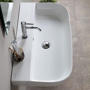 Glam Wall Mounted Bathroom Sink in White