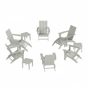 Shoreside Sand 12-Piece HDPE Plastic Patio Conversation Set with Ottoman And Side Table