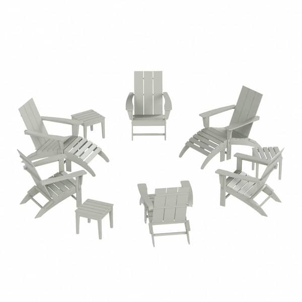 WESTIN OUTDOOR Shoreside Sand 12-Piece HDPE Plastic Patio Conversation Set with Ottoman And Side Table