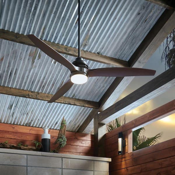 ARTISTE 60 in. Indoor/Outdoor Integrated LED Matte White Ceiling Fan with Remote Control