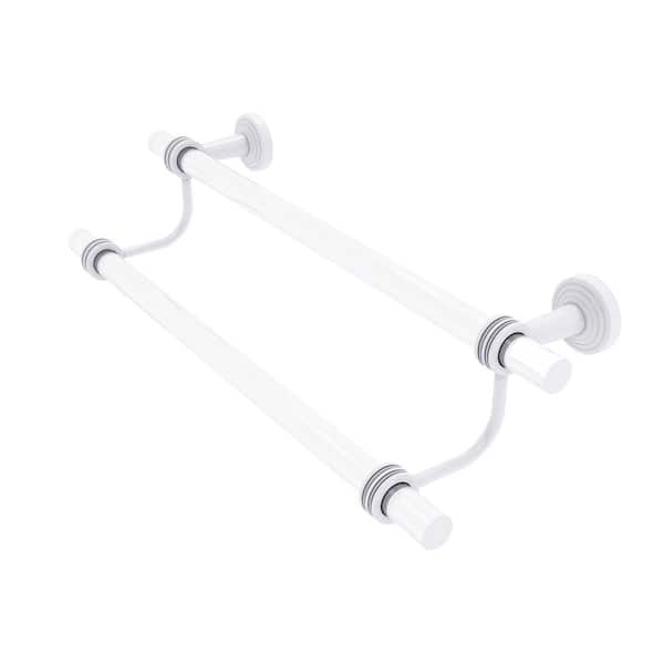 Allied Brass Pacific Beach Collection 24 in. Wall Mounted Double Towel Bar with Dotted Accents in Matte White