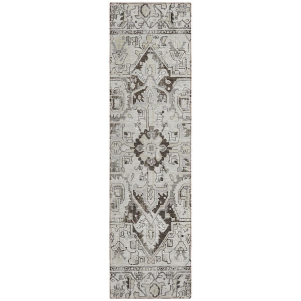 Addison Rugs Chantille ACN570 Ivory 2 ft. 3 in. x 7 ft. 6 in. Machine Washable Indoor/Outdoor Geometric Runner Rug