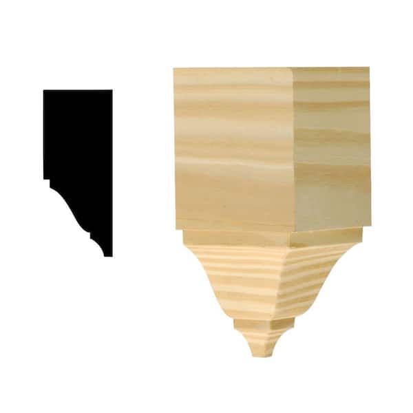 Woodgrain Millwork WM 47 1/2 in. x 1/2 in. x 4-5/8 in. Solid Pine Crown Inside Corner Block Moulding