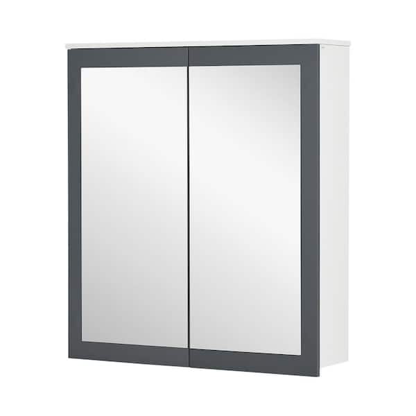27.30 in. W x 29.80 in. H Rectangular Wood Medicine Cabinet with Mirror, Mirror Cabinet with Adjustable Shelf