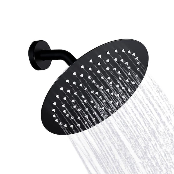 1-Spray Patterns with 1.8 GPM 10 in. Wall Mount Rain Fixed Shower Head in Matte Black