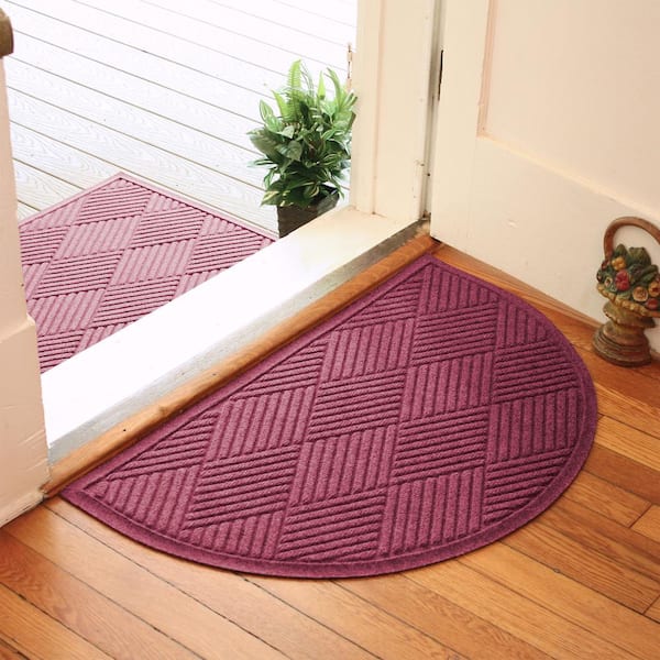 Waterhog Diamonds Bordeaux 24 in. x 39 in. PET Polyester Half Round Non-Slip Indoor Outdoor Door Mat