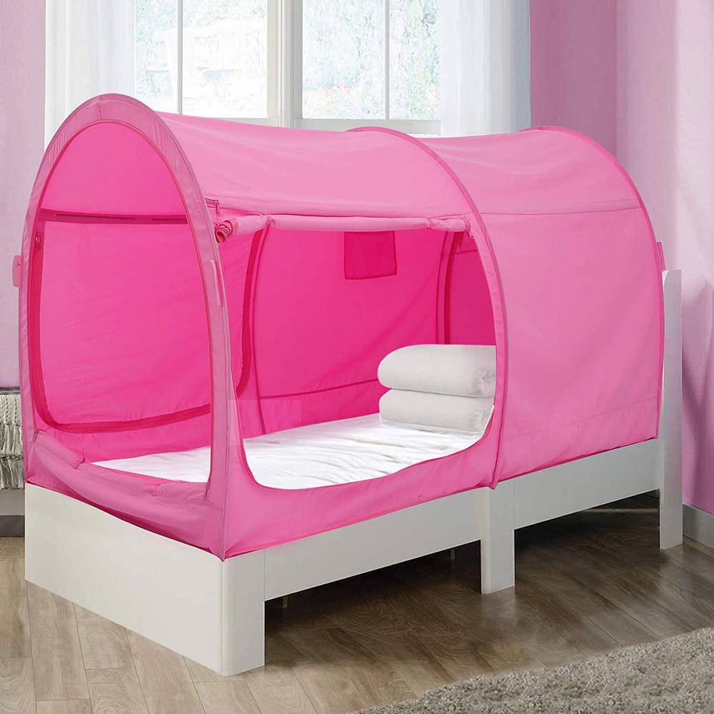 Full Size Pink Polyester Indoor Bed Tent Canopy