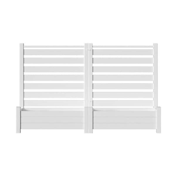 PVC Air Conditioner Fence 36 in. W x 45 in. H White Vinyl Privacy Fence Panels for Outside with Planter Box, 2-Pack
