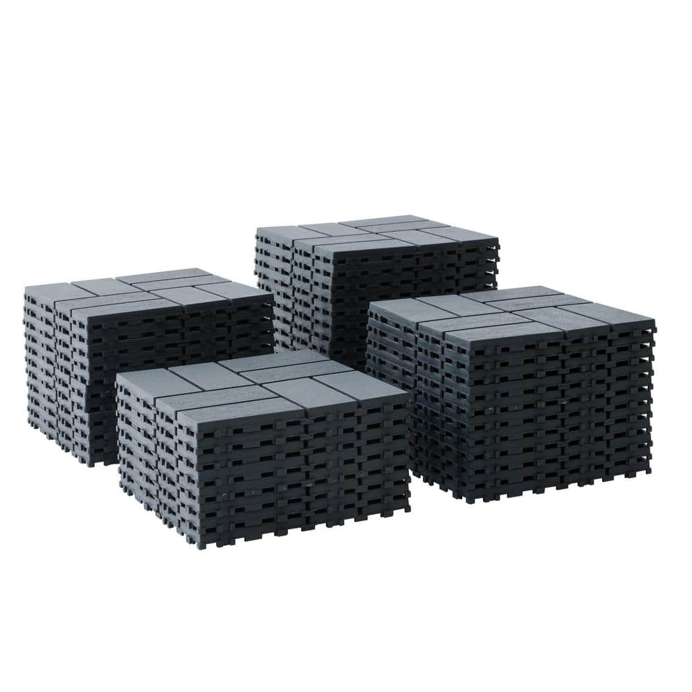 1 ft. x 1 ft. Outdoor Square Waterproof Deck Tile in Gray, All Weather Use 