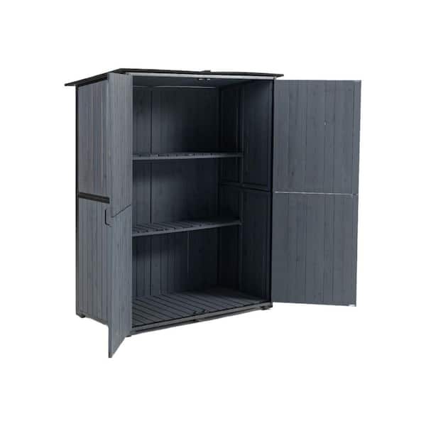55.1 in. W x 29.1 in. D x 68.9 in. H Waterproof Blue Grey Wood Outdoor Storage Cabinet, Patio Tool Organizer