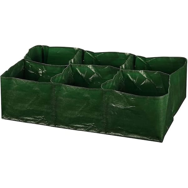 PE Garden Planting Bed, 35-Gallon Plastic Raised Grow Bag with 6 Partition Grids for Vegetables, Fruits & Herbs