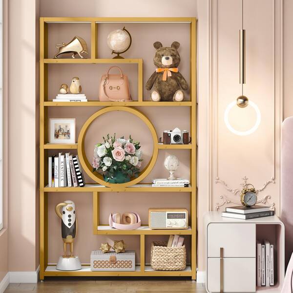 https://images.thdstatic.com/productImages/e3488da2-86cc-44b5-91b7-fa75b9abac03/svn/white-gold-tribesigns-way-to-origin-bookcases-bookshelves-hd-ny059-wzz-1f_600.jpg