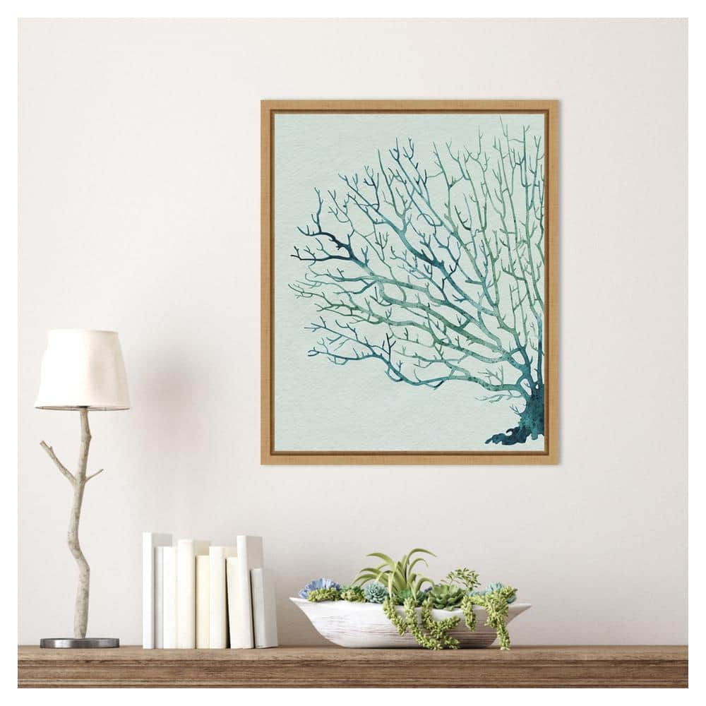 Seaglass Shadow II Abstract Tree Canvas Art with Maple Frame