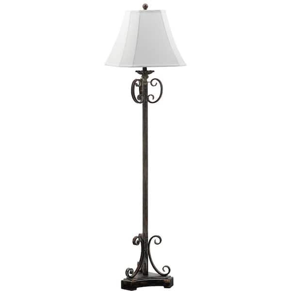 SAFAVIEH Isabella 63 in. Oil-Rubbed Bronze Floor Lamp with Off-White Shade