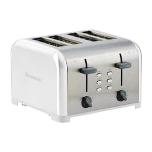 4-Slice Toaster, WhiteStainless Steel, Dual Controls, Extra Wide Slots, Bagel and Defrost