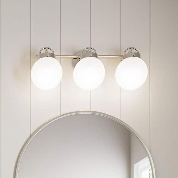 Silverdale Collection 22 in 3-Light Brushed Nickel Soft Modern Vanity Light for Bathrooms