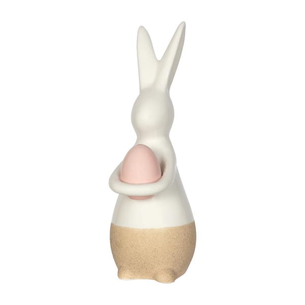 Stratton Home Decor Ceramic Easter Bunny Figurine with Pink Egg