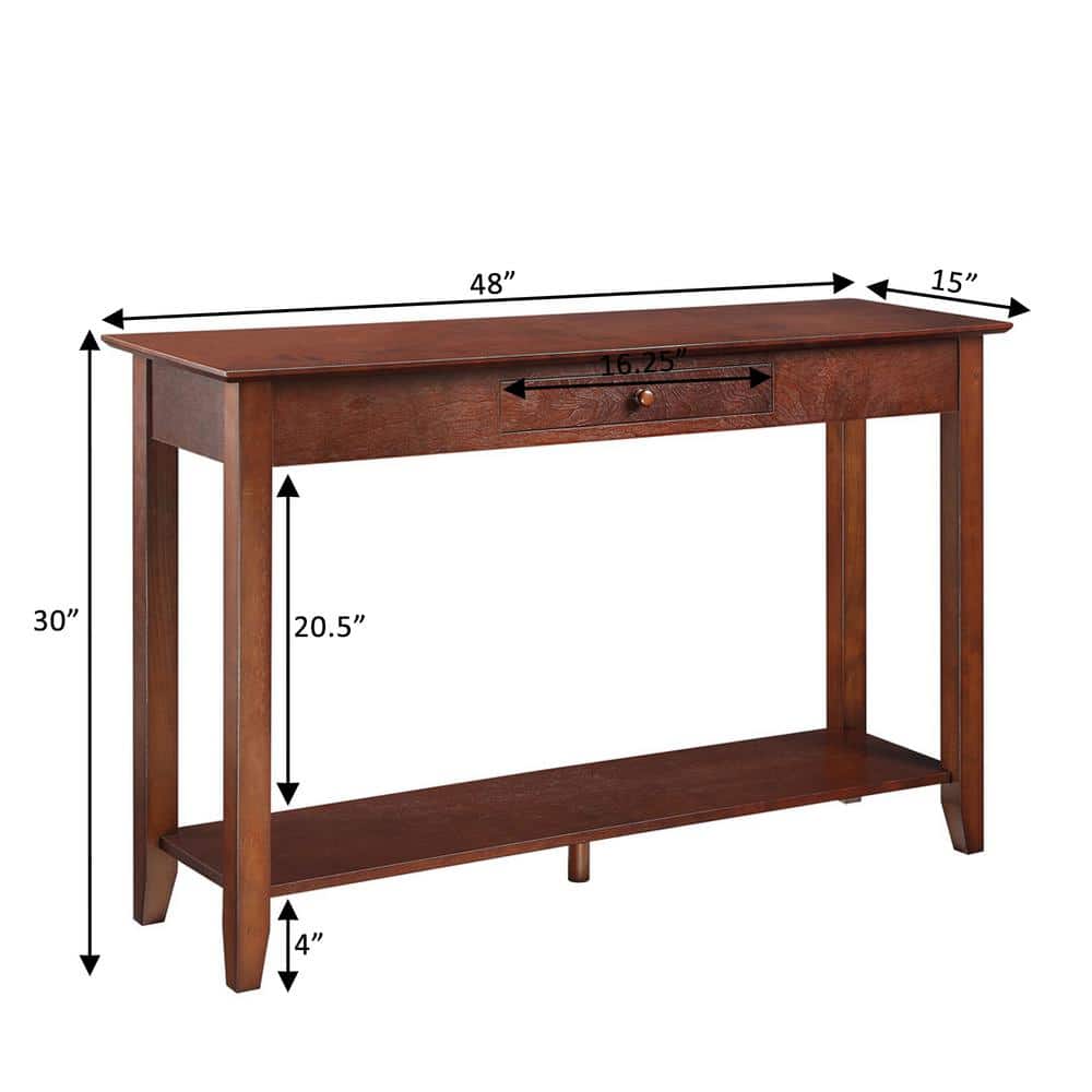 Espresso Ash Veneer 48" Console Table with Storage Shelf