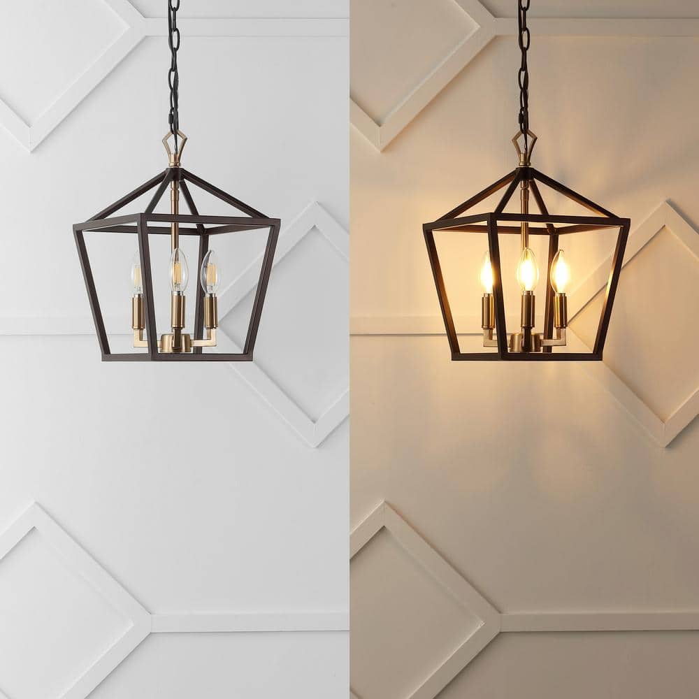 Ojai 10" Black and Gold Iron LED Pendant Lantern