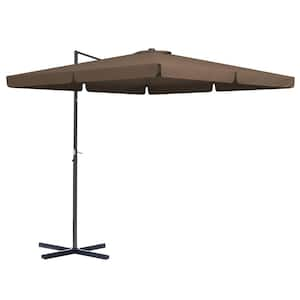 10 ft. Square Cantilever Aluminum Patio Umbrella in Tan with Tilt, Crank, Cross Base, and Air Vent for Garden, Pool