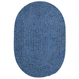 Dover Chenille Petal Blue 5 ft. x 7 ft. Oval Braided Area Rug