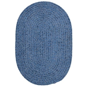 Dover Chenille Petal Blue 6 ft. x 9 ft. Oval Braided Area Rug