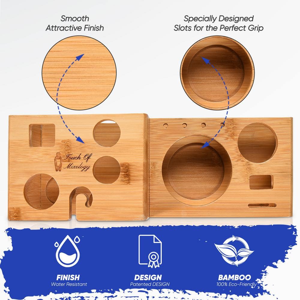 Rose Gold Stainless Steel Bartender Kit with Bamboo Stand