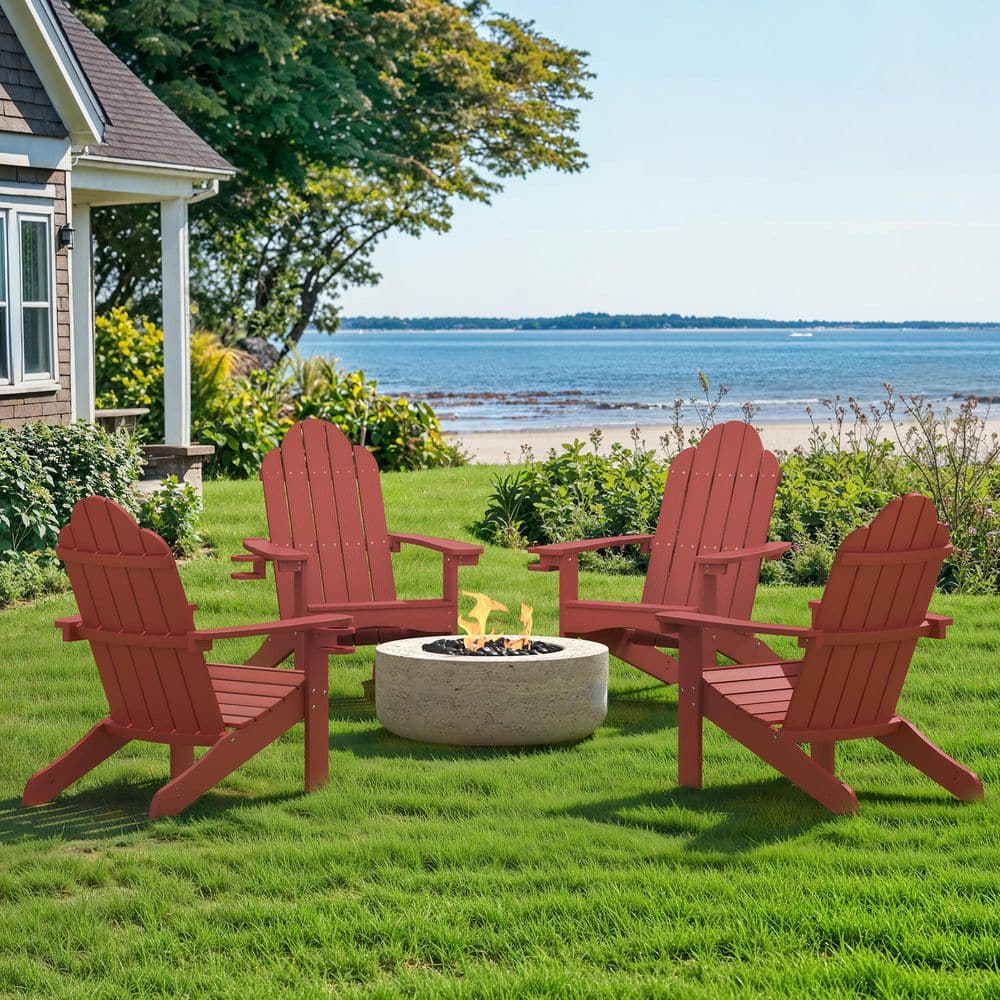 Phillida Red Recycled HIPS Plastic Weather Resistant Reclining Outdoor Adirondack Chair Patio Fire Pit Chair(4pack) price history on PriceWatchPro