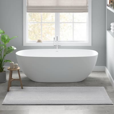 Splendor Grey 24 in. x 72 in. 100% Cotton Tufted 3000 GSM Reversible Bath Mat Rug