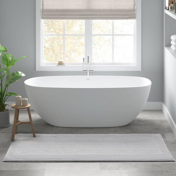 Splendor Grey 24 in. x 72 in. 100% Cotton Tufted 3000 GSM Reversible Bath Mat Rug