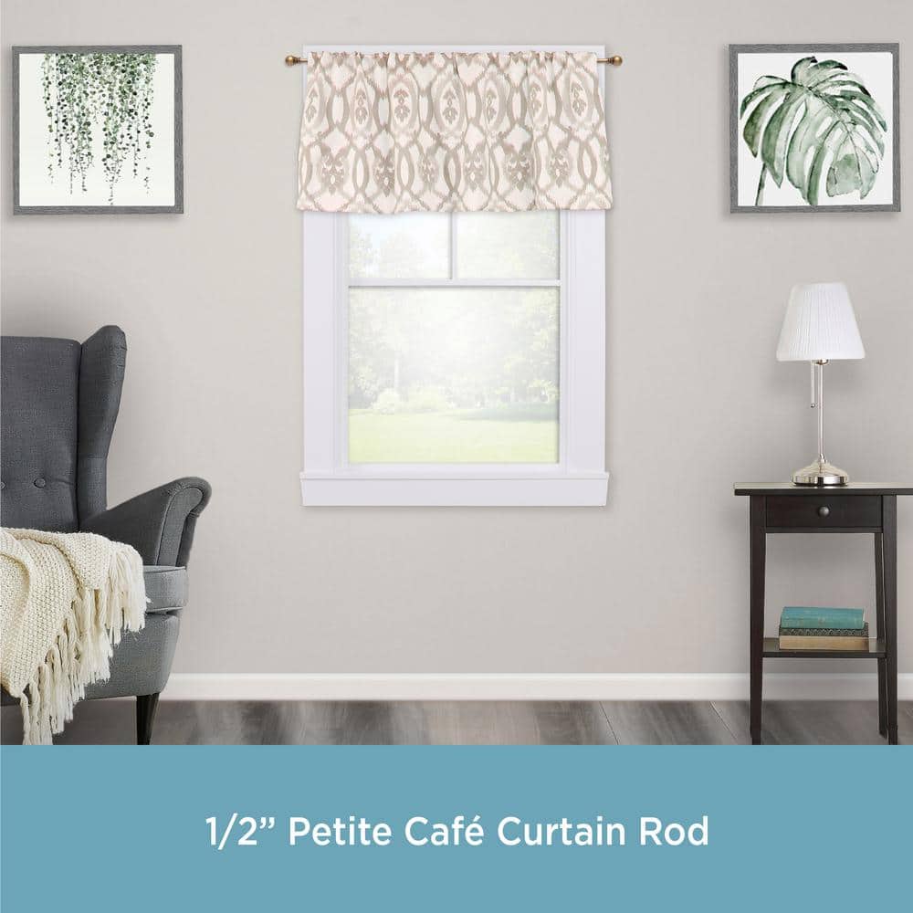 Brushed Brass Adjustable Petite Café Curtain Rod, 28-48 Inch