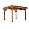 Backyard Discovery Beaumont 12 ft. x 12 ft. Light Brown Cedar Wood Outdoor Patio Pergola with Trellis Roof and PowerPort 2405028com