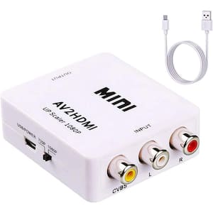 1080P AV to HDMI RCA Composite CVBS Video Audio Converter Adapter Supporting PAL/NTSC in Black