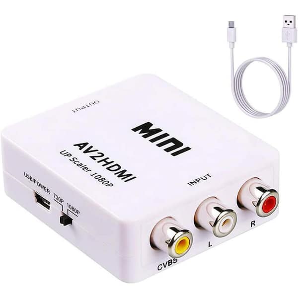 Lukyamzn 1080P AV to HDMI RCA Composite CVBS Video Audio Converter Adapter Supporting PAL/NTSC in Black