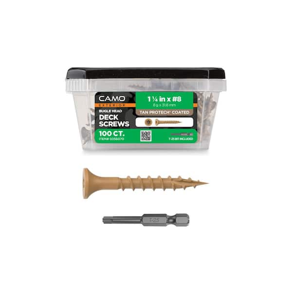 #8 x 1-1/4 in. Tan Torx Star Drive Exterior Bugle Head Wood Deck Screws (100-Count)