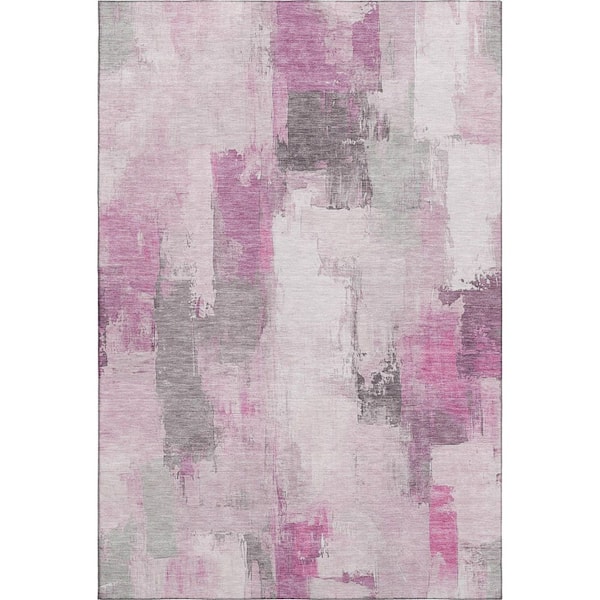 Mayfield Premium Machine Washable Abstract AMF1967 Pink 10 ft. x 14 ft. Area Rug