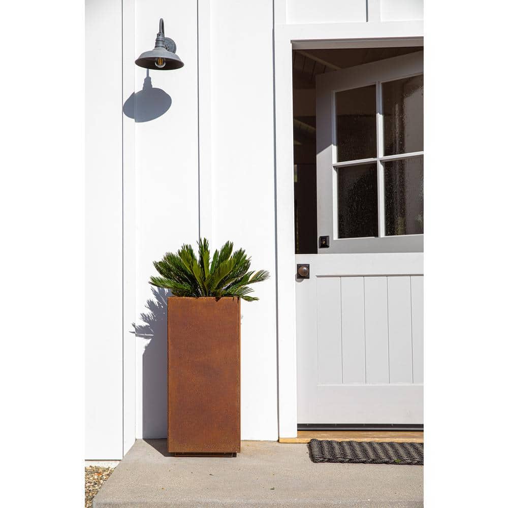 Elegant Corten Steel 24 Gallon Square Pedestal Planter