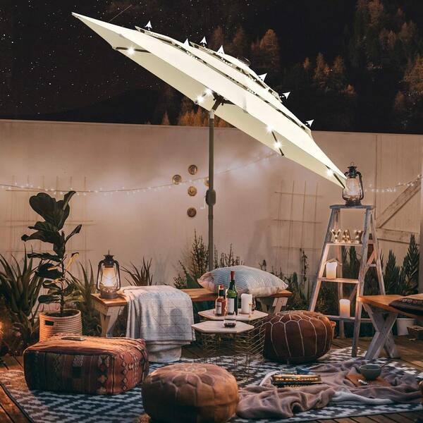 lowes lighted patio umbrella Sunnydaze 10-Foot Solar Offset with Lights, Cherry quality umbrella that will last for many years JOYESERY 10 ft. x 6.5