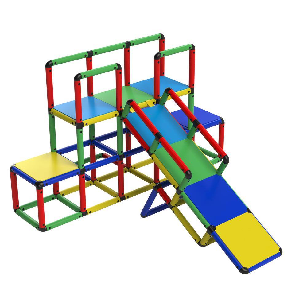 Multicolor Life Size Play Structure with Slide and Wheels