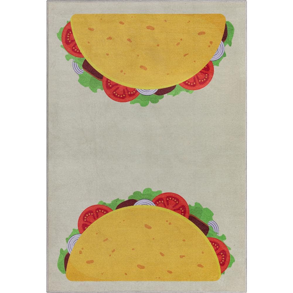 Well Woven Apollo Double Taco Modern Printed Multi Yellow 5 ft. x 7 ft