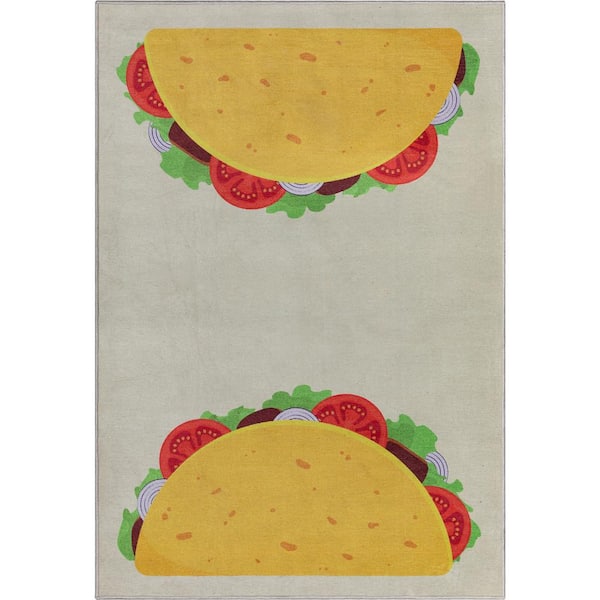 Apollo Double Taco Modern Printed Multi Yellow 5 ft. x 7 ft. Area Rug