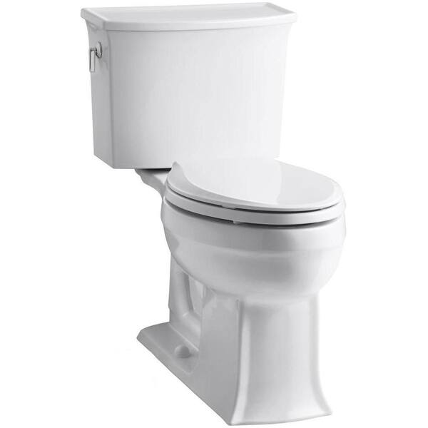 KOHLER Archer Comfort Height 2-Piece 1.28 GPF Single Flush Elongated Toilet with AquaPiston Flushing Technology in White
