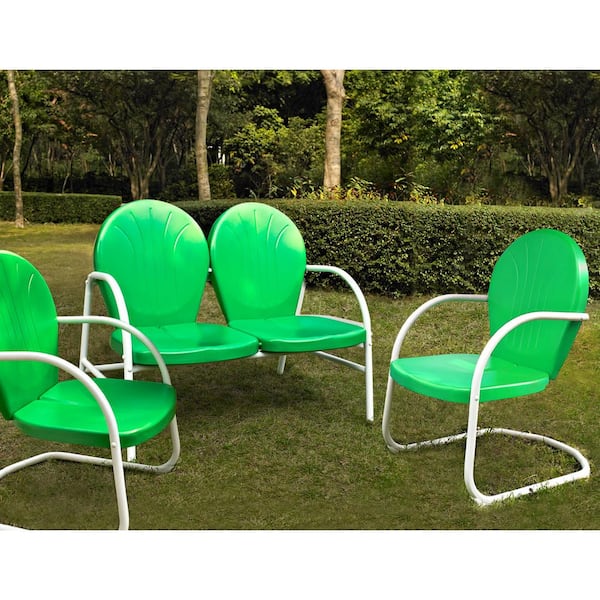 Crosley Griffith Green 3-Piece Metal Conversation Seating Set