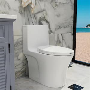 1-piece 1.1/1.6 GPF Top Dual Flush Oval Elongated Toilet in White Seat Included