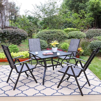 garden table and 6 reclining chairs