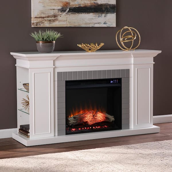 Southern Enterprises Temma 23 in. Touch Panel Electric Fireplace in White