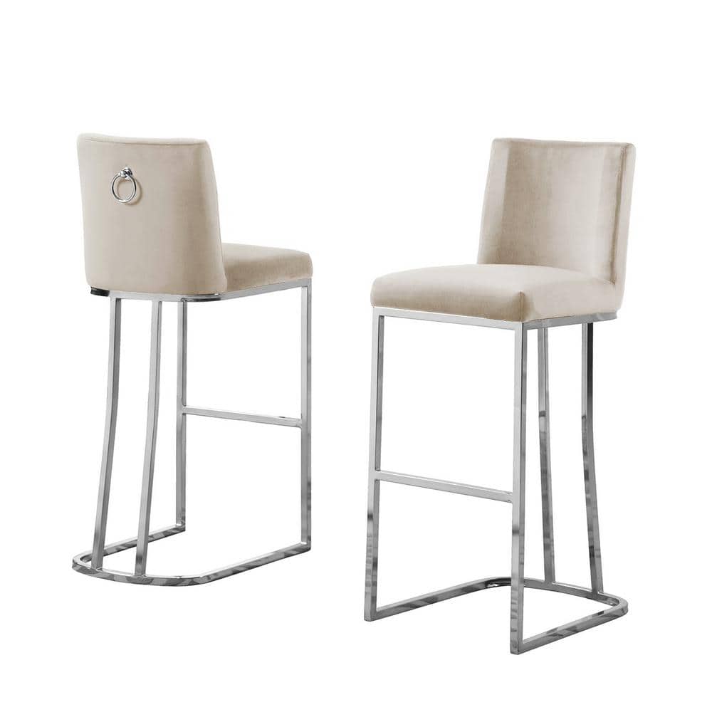 Best Quality Furniture Erin 29 in. H Cream Low Back Bar Stool Chair