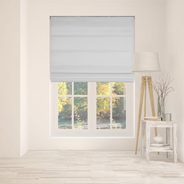 Gray Cordless Bottom Up Light Filtering with Backing Fabric Roman Shades 22 in. W x 60 in. L